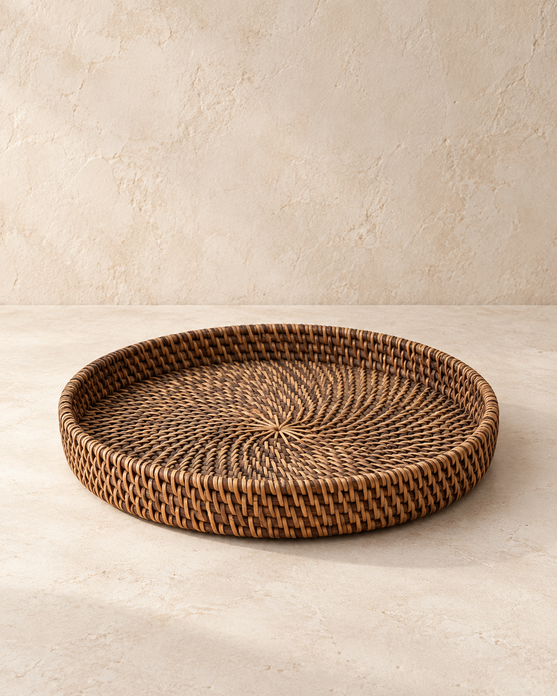 Rotan dienblad 30 cm donker