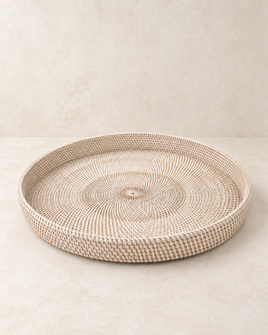 Rotan dienblad 50 cm wit