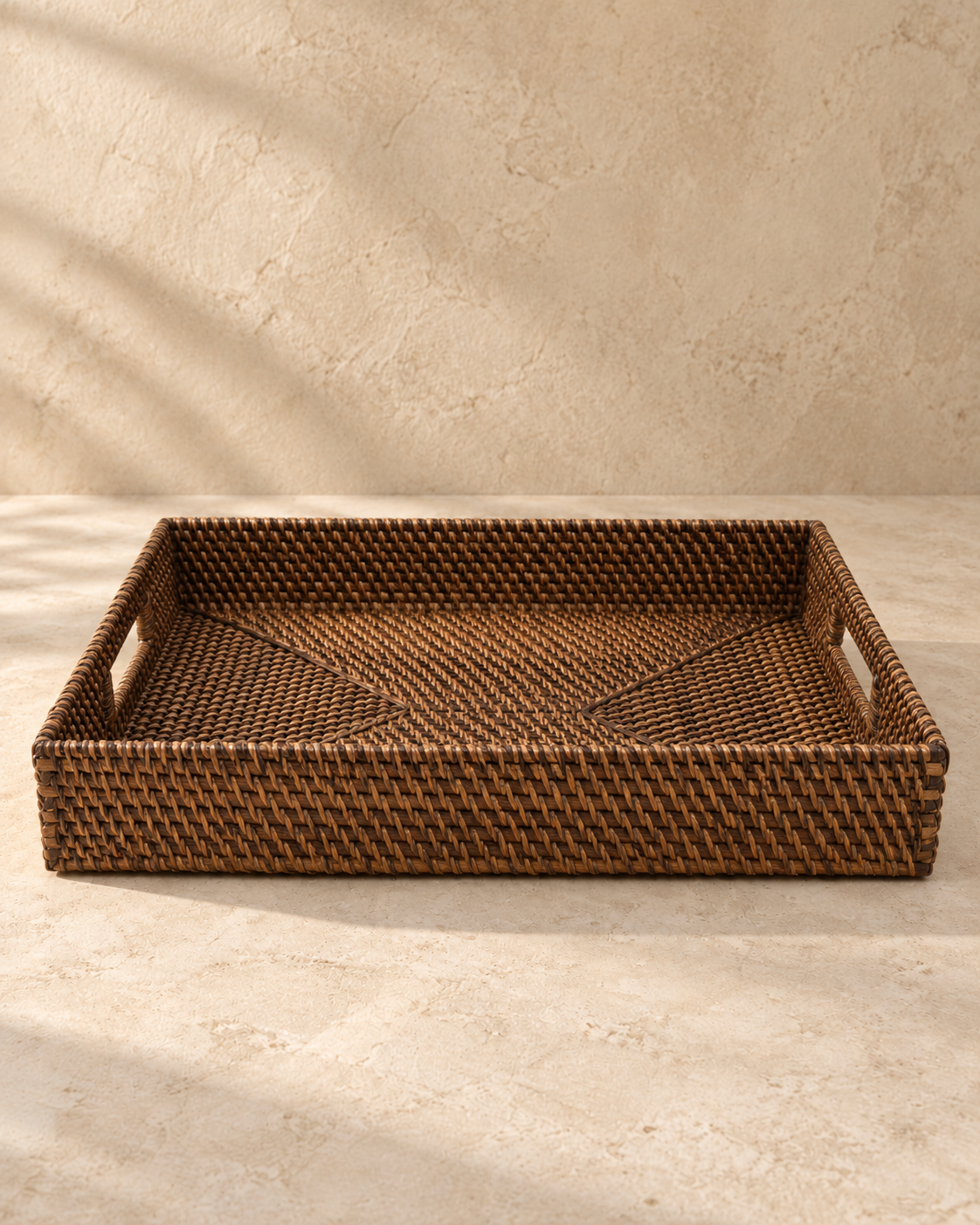 Rotan dienblad rechthoekig 47 cm donkerbruin