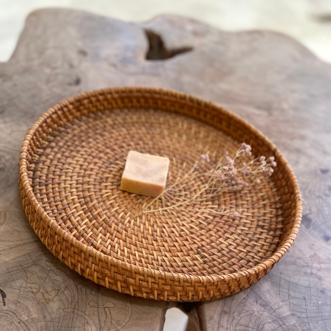 Rotan dienblad 30 cm bruin