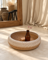 Rotan schaal 30 cm naturel wit
