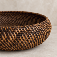Rotan schaal 30 cm donkerbruin