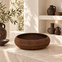Rotan schaal 30 cm donkerbruin