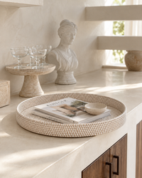 Rotan dienblad 50 cm wit