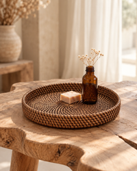Rotan dienblad 30 cm donker