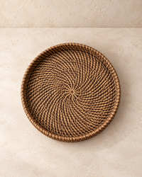 Rotan dienblad 30 cm donker