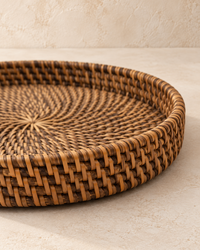 Rotan dienblad 30 cm donker