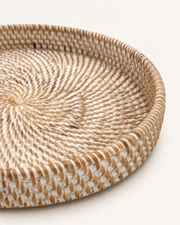 Rotan dienblad 30 cm white wash