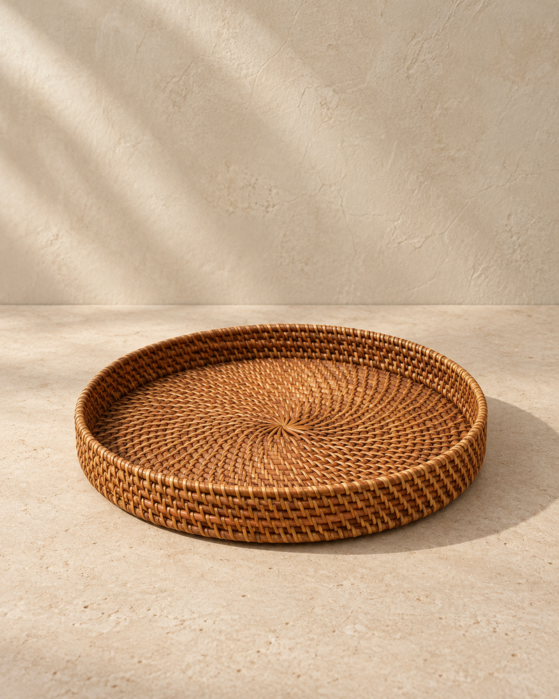 Rotan dienblad 30 cm bruin