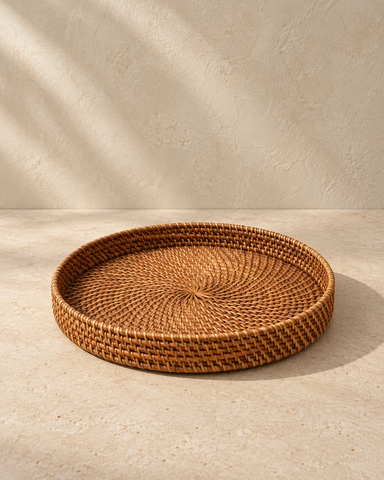 Rotan dienblad 30 cm bruin