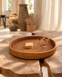 Rotan dienblad 30 cm bruin