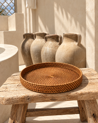 Rotan dienblad 30 cm bruin