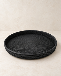Rotan dienblad 50 cm zwart