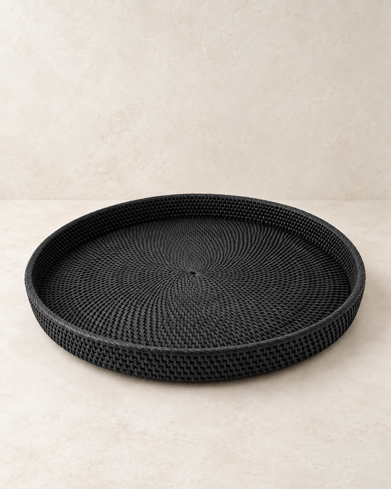 Rotan dienblad 50 cm zwart
