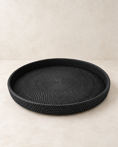 Rotan dienblad 50 cm zwart