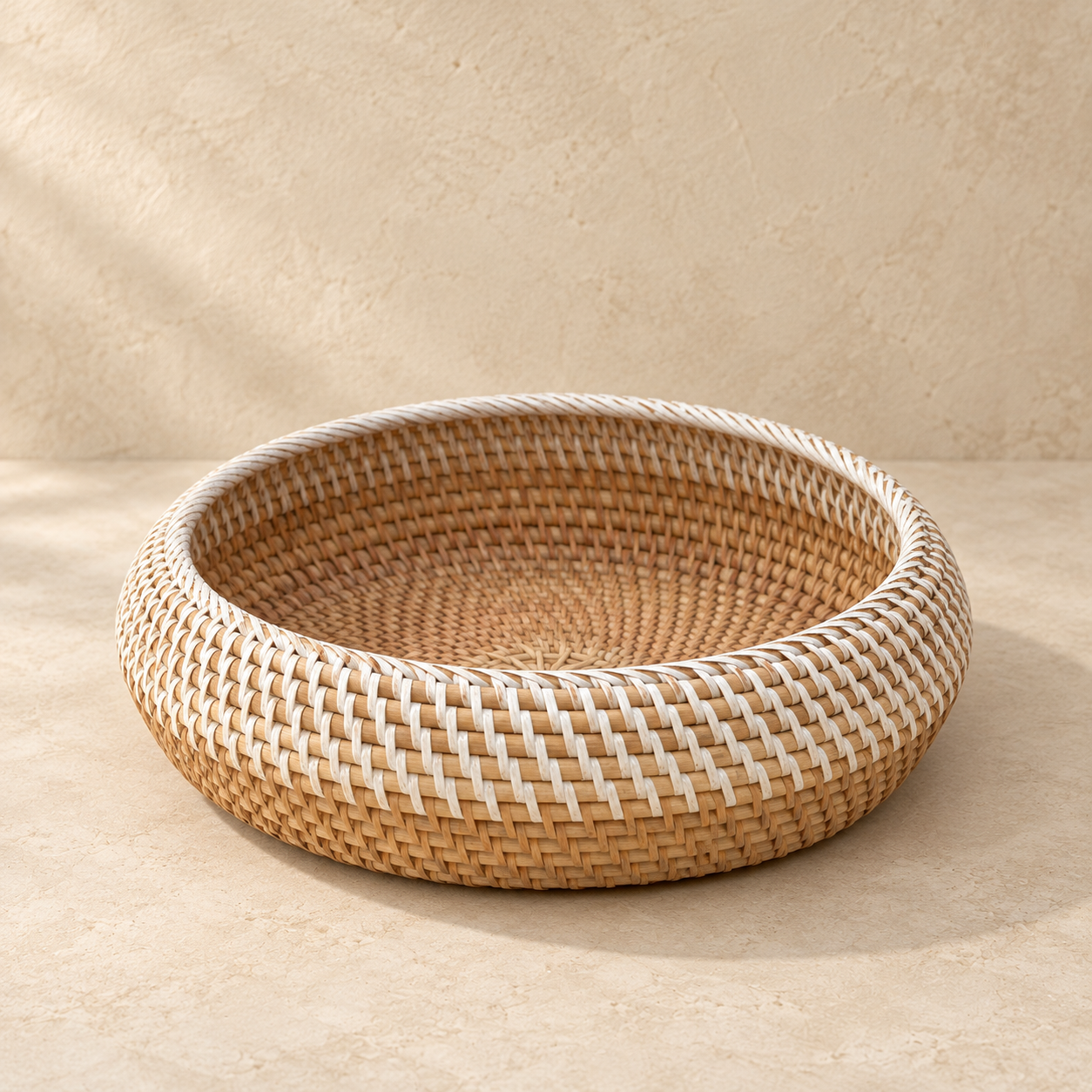 Rotan schaal 30 cm naturel wit