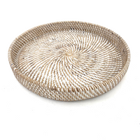 Rotan dienblad 30 cm white wash