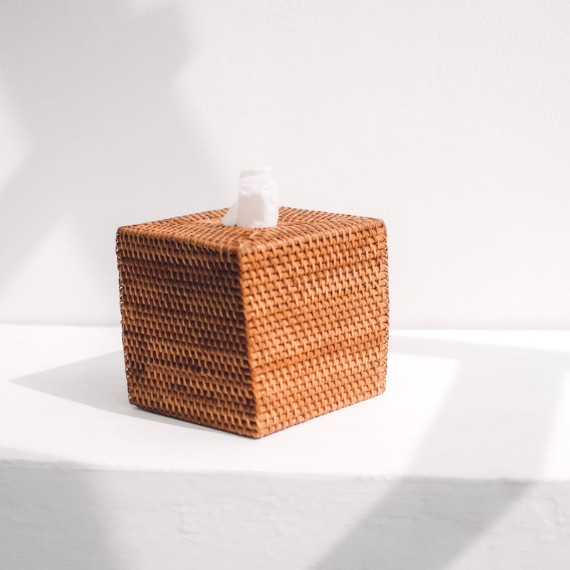 Rotan tissue box bruin