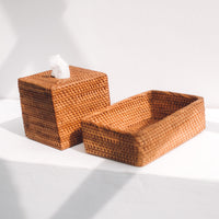 Rotan tissue box bruin